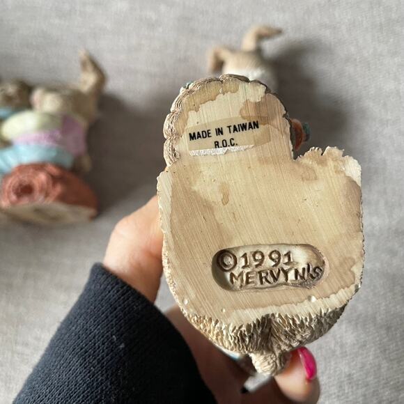 MERVYNS Vintage 1991 Easter Set Of Three‎ Figures Bunny Rabbit Pastel - Picture 8 of 8